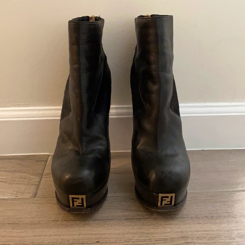 Fendi leather/pony-hair boots